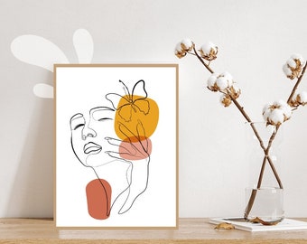 Boho Faces Line Art Print: Abstract Women Portrait (Digital Download)