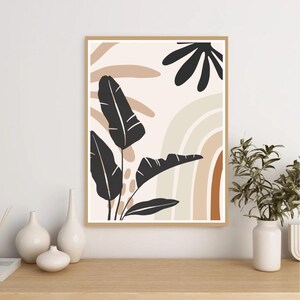 Rustic Bohemian Leaf Illustrations- Printable Digital Downloads, Bohemian Wall Art, Nature Art Print, Flower Art Print, Living Room Decor