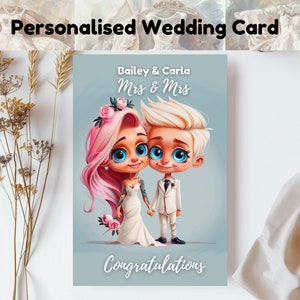 Cartão de casamento personalizado, cartão de parceria civil personalizado, cartão de noiva e noiva, cartão de parceria civil (BB07)