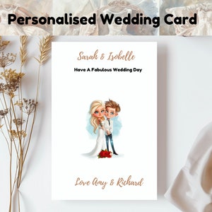 Cartão de casamento personalizado, cartão de parceria civil personalizado, cartão de noiva e noiva, cartão de parceria civil (BB011)