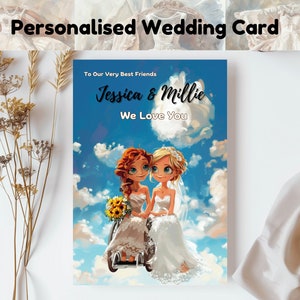 Cartão de casamento personalizado, cartão de parceria civil personalizado, cartão de noiva e noiva, cartão de parceria civil (BB03)