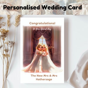 Cartão de casamento personalizado, cartão de parceria civil personalizado, cartão de noiva e noiva, cartão de parceria civil (BB013)