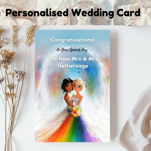 Cartão de casamento personalizado, cartão de parceria civil personalizado, cartão de noiva e noiva, cartão de parceria civil (BB09)