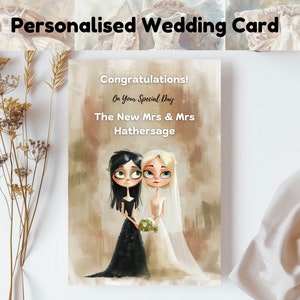 Cartão de casamento personalizado, cartão de parceria civil personalizado, cartão de noiva e noiva, cartão de parceria civil (BB08)