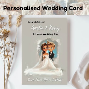 Cartão de casamento personalizado, cartão de parceria civil personalizado, cartão de noiva e noiva, cartão de parceria civil (BB05)