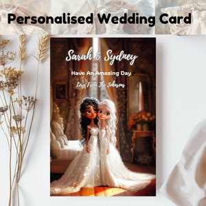 Cartão de casamento personalizado, cartão de parceria civil personalizado, cartão de noiva e noiva, cartão de parceria civil (BB06)