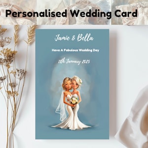 Cartão de casamento personalizado, cartão de parceria civil personalizado, cartão de noiva e noiva, cartão de parceria civil (BB016)