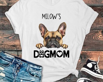 Personalisiertes Dog Mom Shirt, Hundemama T-Shirt mit individuellem Hundeportrait, Geschenk für Französische Bulldoggen Liebhaber