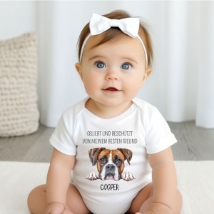 Individueller Hunde Baby Body, Hunde Gesicht, Geschenk für Hundeliebhaber, Hundemenschen, Geschenk Baby Shower Party, Baby Ankündigung, Geschenk zur Taufe, Geschenk zur Geburt