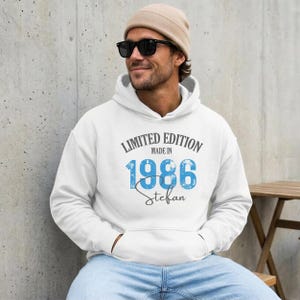 Personalized gift for son, T-shirt & hoodie with name + year of birth, birthday gift for him, 18th birthday gifts for boy, man image 4