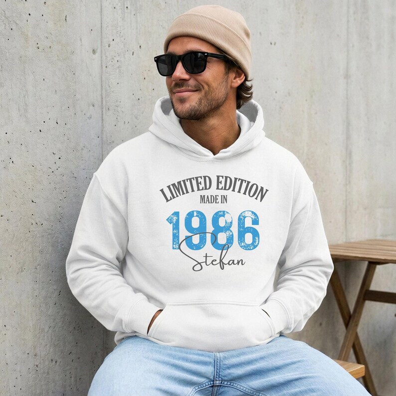 Personalized gift for son, T-shirt & hoodie with name + year of birth, birthday gift for him, 18th birthday gifts for boy, man image 4