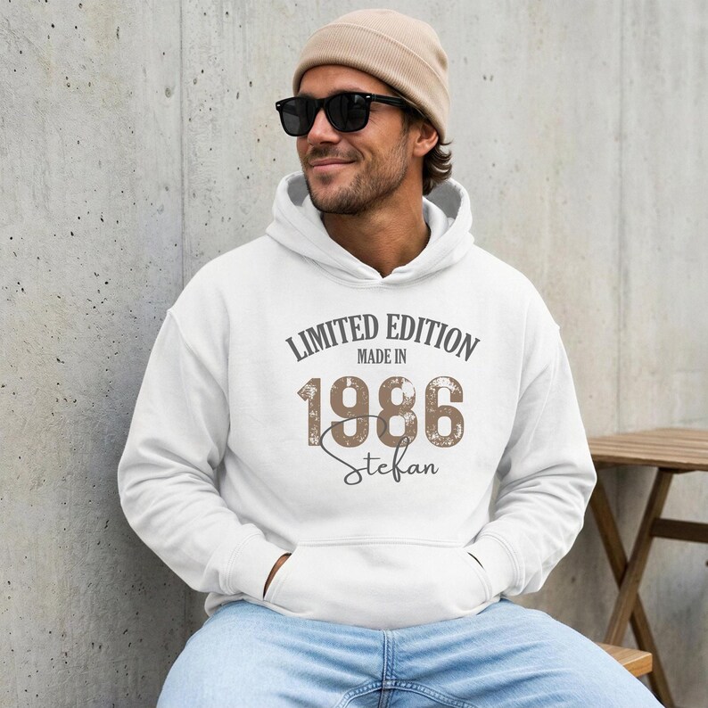 Personalized gift for son, T-shirt & hoodie with name + year of birth, birthday gift for him, 18th birthday gifts for boy, man image 3
