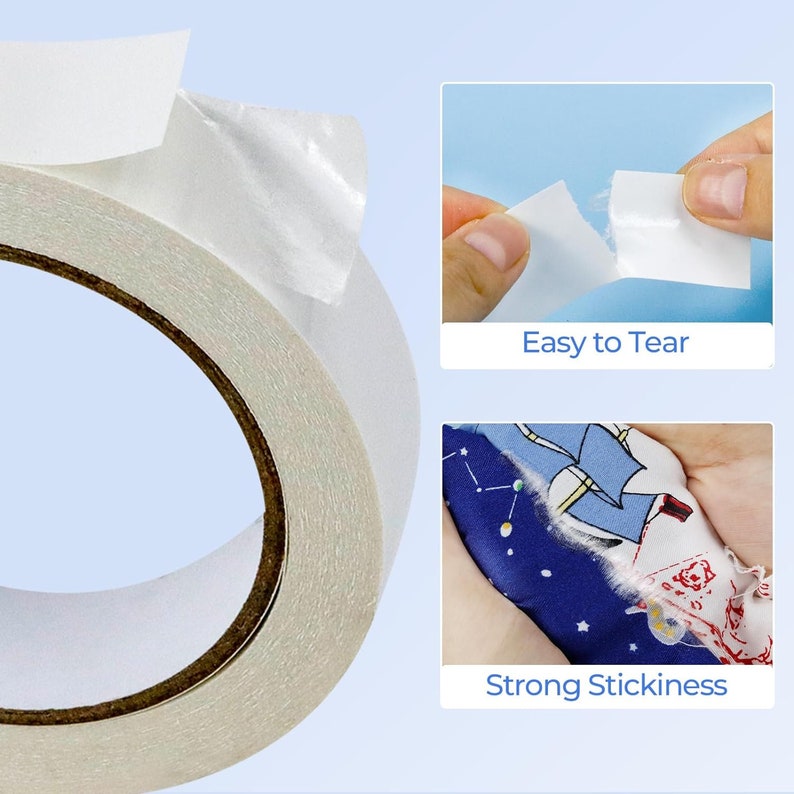 Doublesided Sticky Fabric Tape, Two Rolls No Sewing, Gluing, or