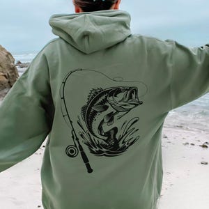 Largemouth Bass Fishing Hoodie, Angler Graphic Sweatshirt, Men's Fisherman Gift, Outdoor Apparel