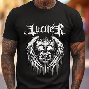 Lucifer T-Shirt, Fallen Angel Shirt, Satanic Ritual Tee, Dark Angel T-Shirt, Gothic Graphic Tee, Occult Clothing, Demon Aesthetic Shirt