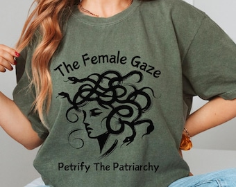 Maglietta "Lo sguardo femminile", Maglietta Medusa, Maglietta "Pitrifica il patriarcato", Maglietta mitologia greca, Regalo femminista