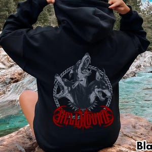 Hellhound Hoodie, Cerberus Hoodie, Three-Headed Dog Hoodie, Dark Fantasy Hoodie, Heavy Metal Apparel, Occult Fashion, Greek Mythology