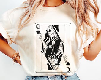 T-shirt Queen speelkaart, stijlvol kunstshirt, Lover Apparel