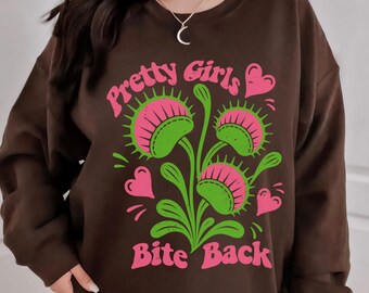 Venus Flytrap Sweatshirt, Carnivorous Plant Crewneck, Pastel Goth Botanical Pullover