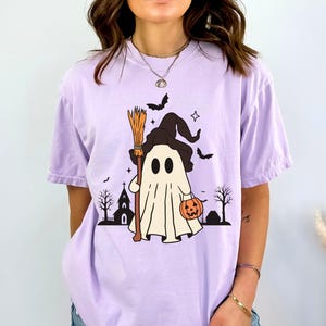 Halloween Ghost T-Shirt, Cute Witch Ghost Tee, Funny Trick or Treat Shirt, Spooky Ghost Costume Top, Fall Comfort Colors Graphic Tee
