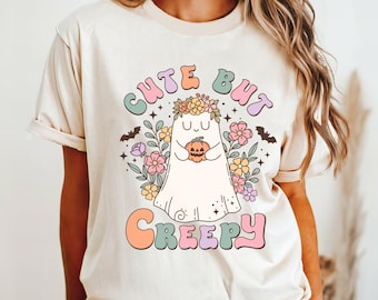 Floral Ghost Halloween T-Shirt, Pastel Spooky Pumpkin Graphic Tee