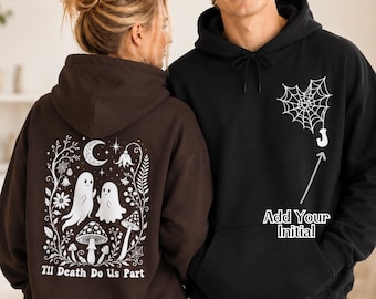 Personalized Ghost Couple Hoodie, Gothic Spooky Apparel, Anniversary Gift
