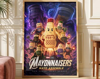 Japanese Mayo Movie Parody Poster, Funny Meme Wall Art, Gaming Room Decor, Japanese Mayonnaise Print, MAYONNAISERS
