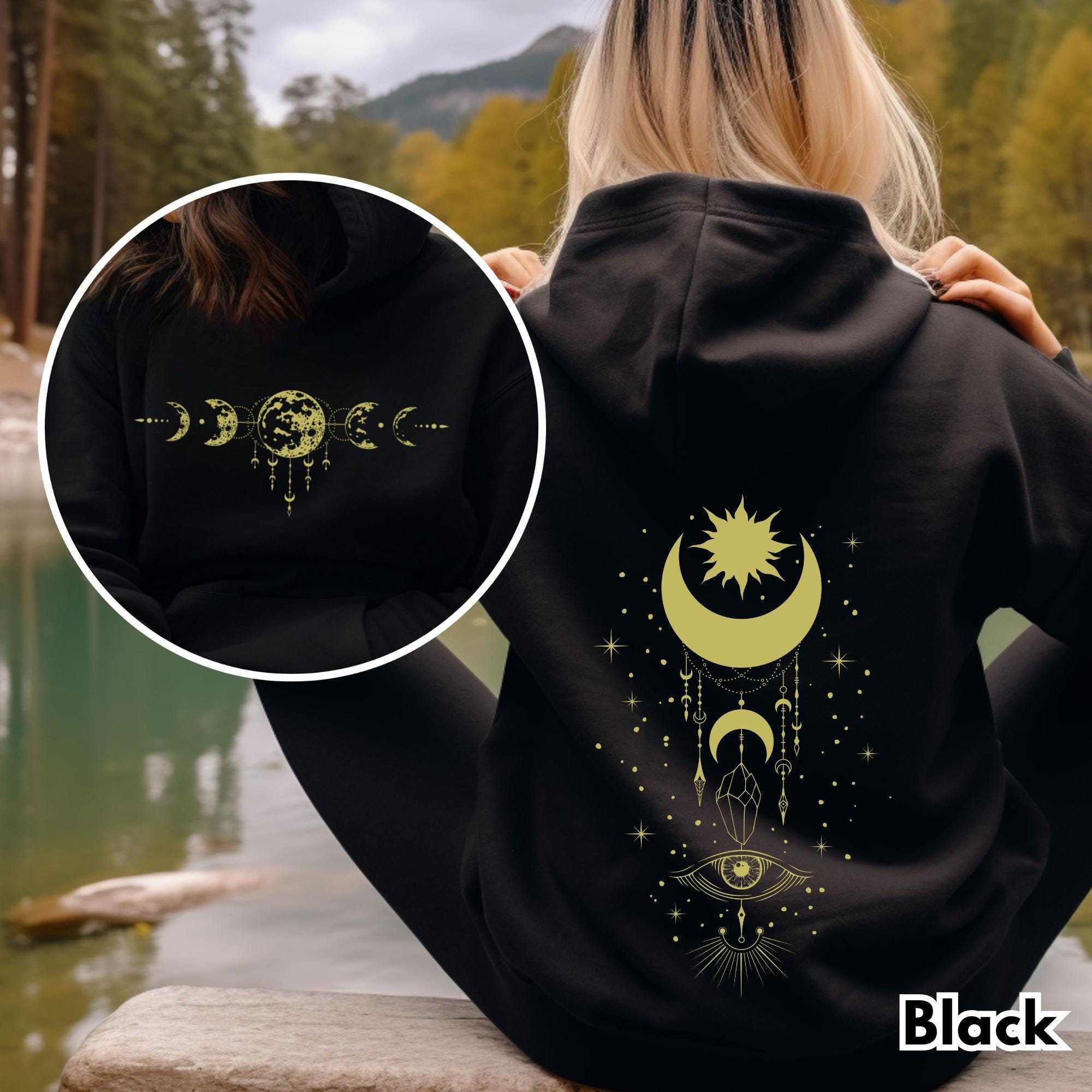 Mystical Moon Hoodie, Witchy Sweatshirt, Moon Phase Hoodie