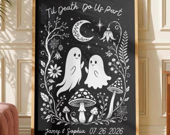 Til Death Poster, Personalized Ghost Couple Whimsigoth Wall Art