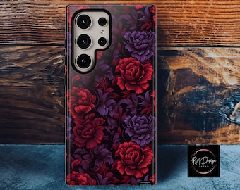 Dunkel Florale Handyhülle, Victorian Gothic Botanische Kunst, iPhone Samsung Google Pixel