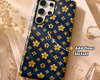 Personalized Sakura Phone Case, Custom Initial Japanese Pattern Case