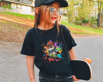 Sparrows Skateboard T-Shirt, Kleinkind Skate T-Shirt, Skater Junge, Skater Mädchen, Skater Kinder T-Shirt, Skater Kinder Geschenk, Skateboard T-Shirt