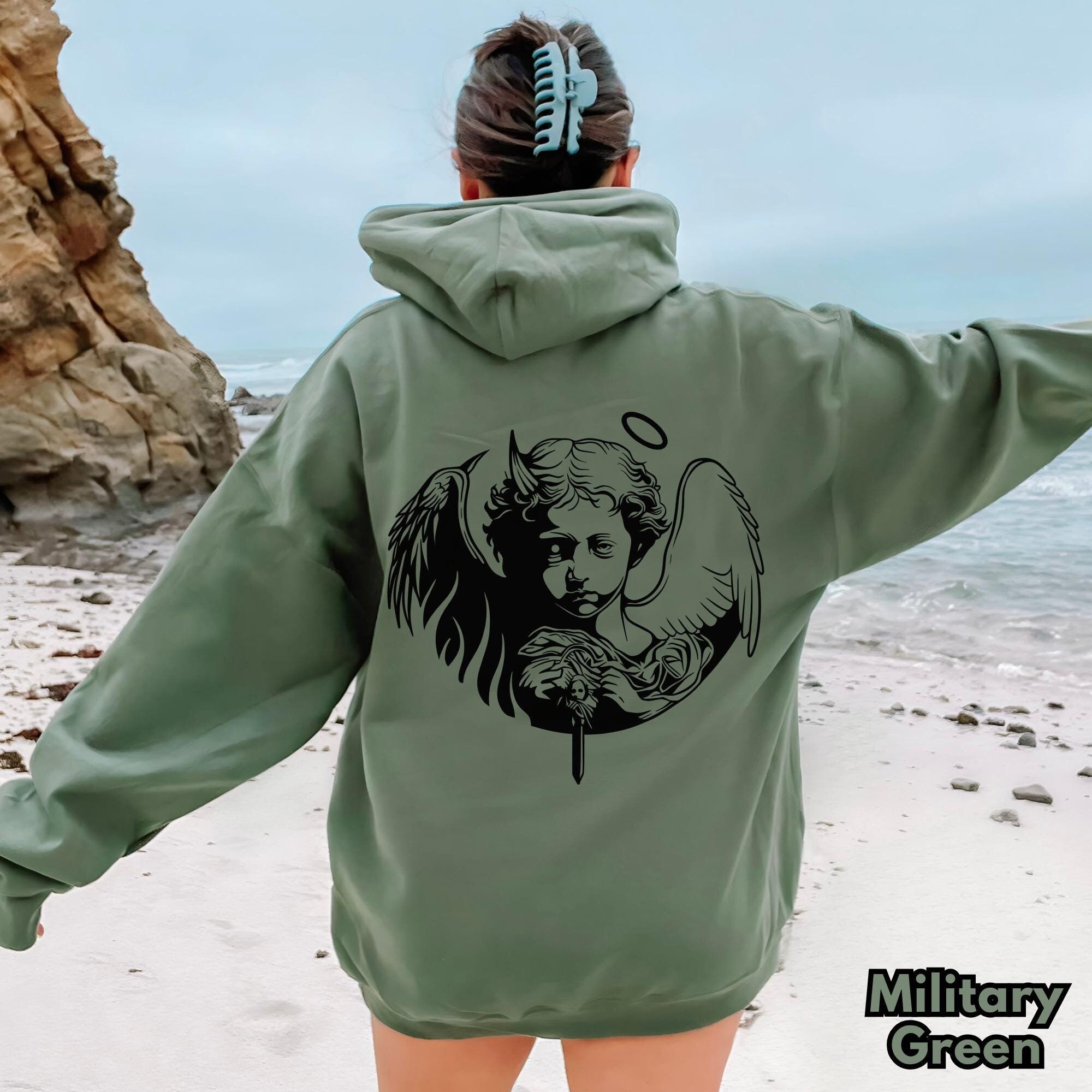 Fallen Angel Hoodie Felpa I Need An Angel Green Hoodie Angel (palm