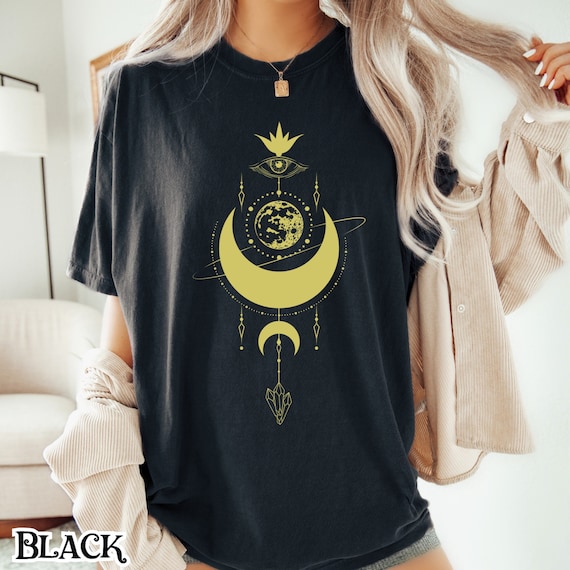 Celestial Witchy T-Shirt, Third Eye Moon Shirt, Boho Spiritual Moon Tee, All Seeing Eye T-Shirt, Occult Aesthetic Graphic Tee