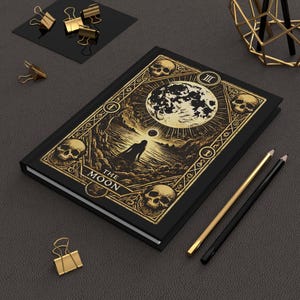 The Moon Tarot Card Journal, Witchy Dark Academia Notebook, Gothic Occult Writing Journal, Tarot Lovers Gift, Mystical Celestial Sketchbook