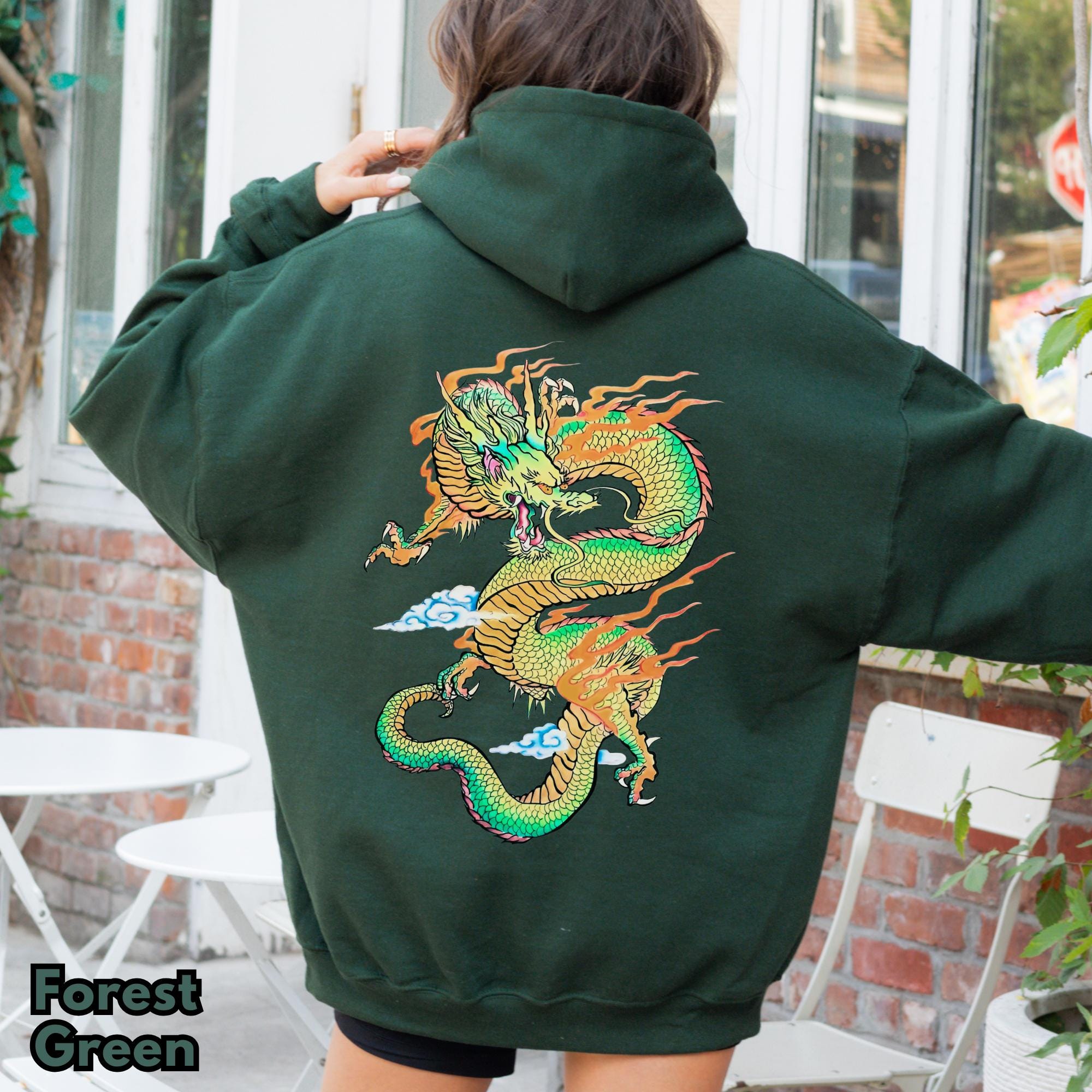 Japanese Dragon Hoodie, Tattoo Dragon Hoodie, Asian Streetwear