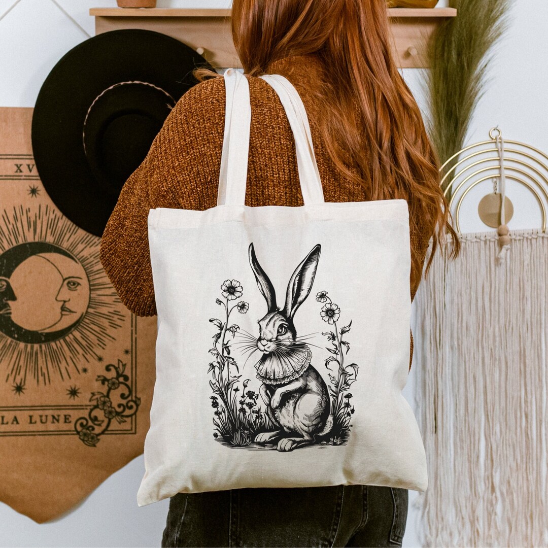 Retro Alice in Wonderland White Rabbit Tote Bag Cottagecore, Fairycore ...