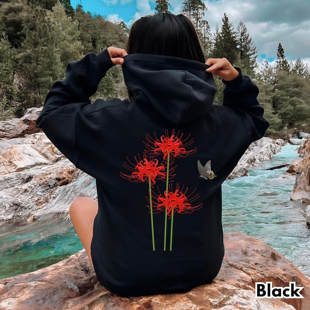Red Spider Lily Hoodie, Higanbana Sweatshirt, Japanese Flower
