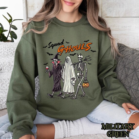 Squad Ghouls Sweatshirt, Funny Halloween Shirt, Skeleton Group Costume, Witch Ghost Devil Shirt, Spooky Squad Sweatshirt, Ghoul Gang