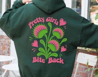 Venus Flytrap Hoodie, Carnivorous Plant Pullover, Pastel Goth Botanical Sweatshirt