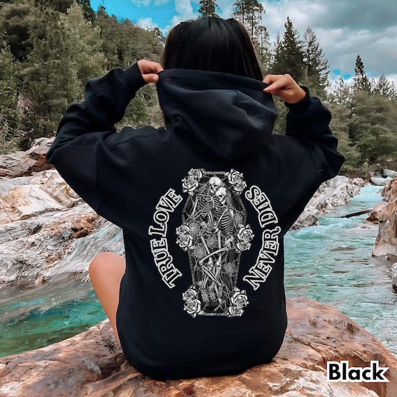 Skeleton Couple Hoodie, Gothic Romance, Dark Love, Alternative Goth Design