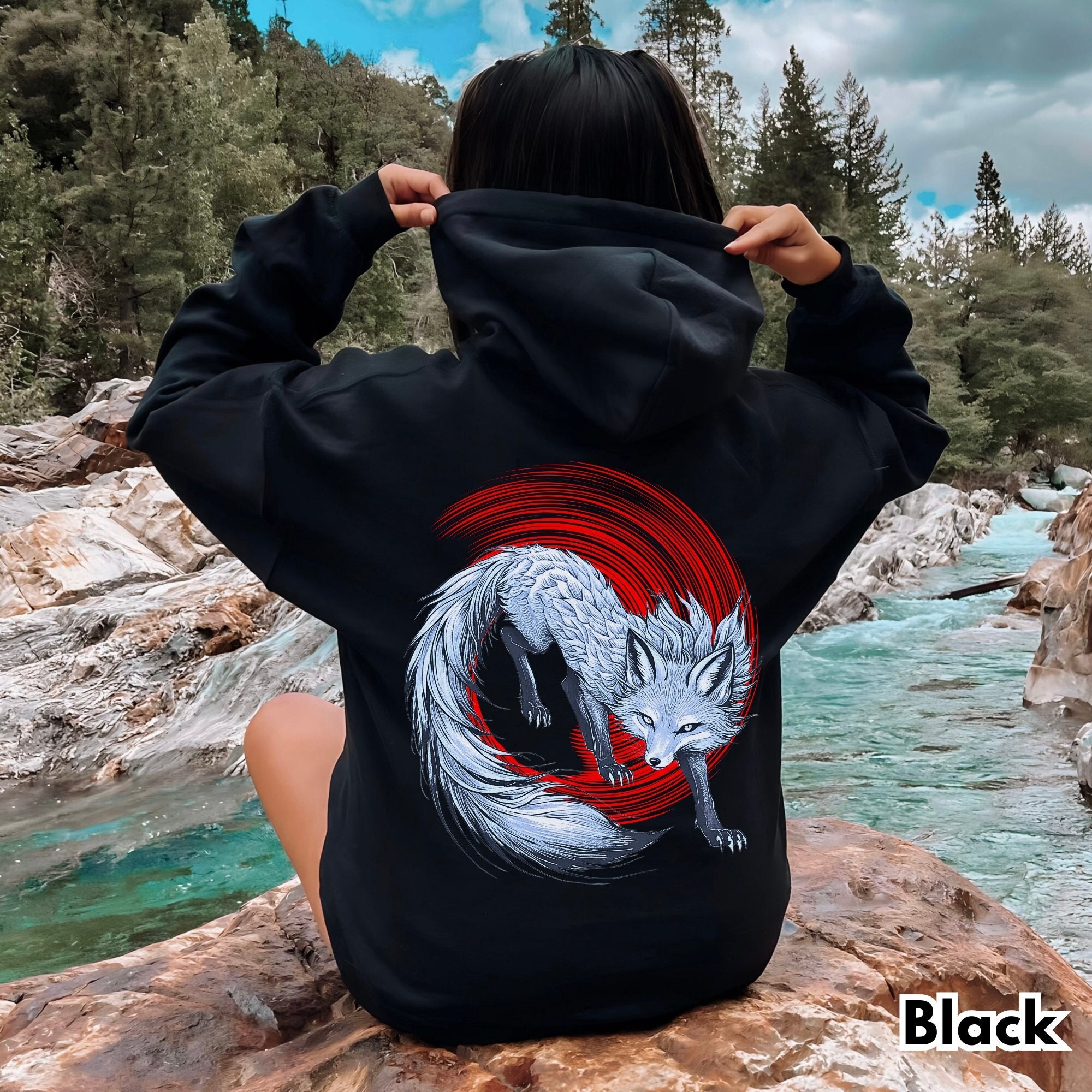 Color block japanese wave printed long sleeve leisure hoodie sales