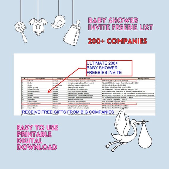 Baby Shower Freebie List | 200+ Companies (Digital Download)