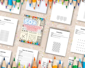50+ Paper Pen Games Packet | Family Travel, School Activities (Digital Download)