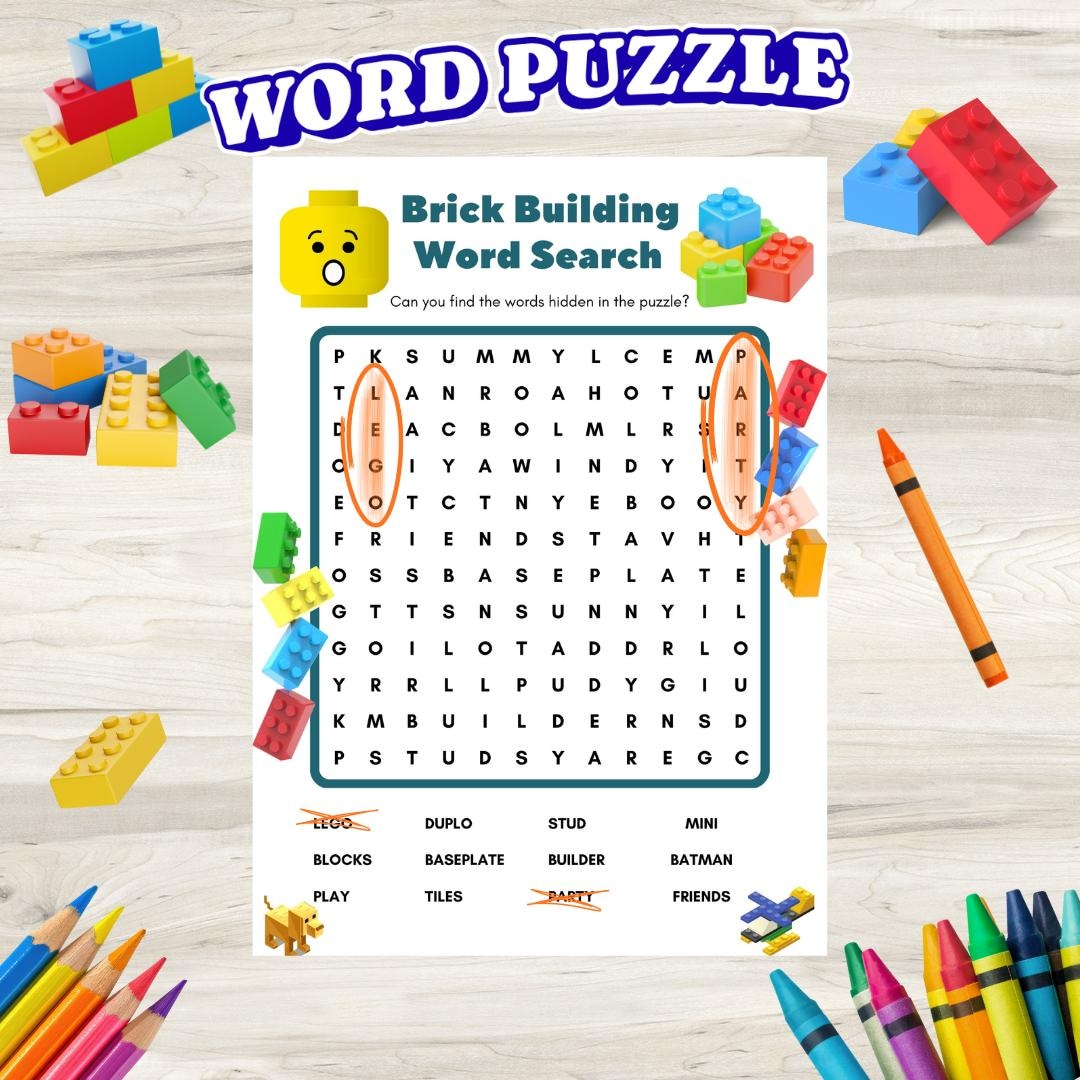 Building Blocks Word Search Kids Game | Birthday Party Celebration ...