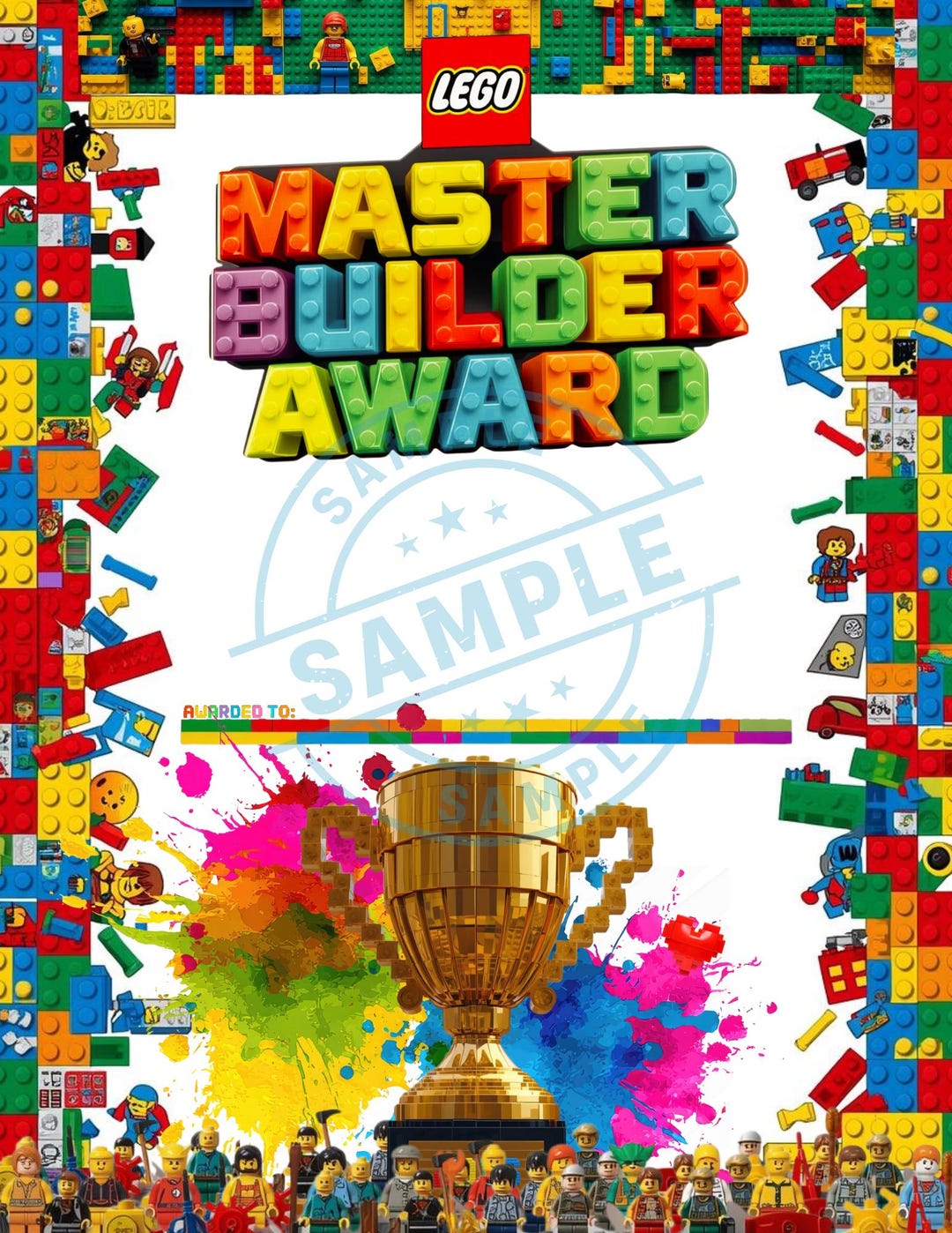 Lego Birthday Award | Master Builder | Brick Builder Party Favor Idea ...