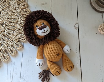 Lion crochet toys, Safari animal toys, Cute lion gift, Decorations baby room, Handmade lion for Birthday gift,