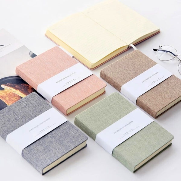 Linen Hardcover Notebook - Blank/Grid Pages, 256 Pages, Diary Planner Sketchbook for Students, School & Office Supplies