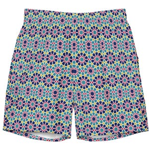 Zwembroek heren aquagroen met roze minimale geometrische print elegante stijlvolle badmode voor zomerzwembad strand cadeau voor hem, fijne vaderdag