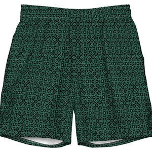 Zwembroek voor heren met smaragdgroene damastprint – Verfijnde en elegante badkleding voor zelfverzekerde mannen, perfect voor strand- en zwembadstijl